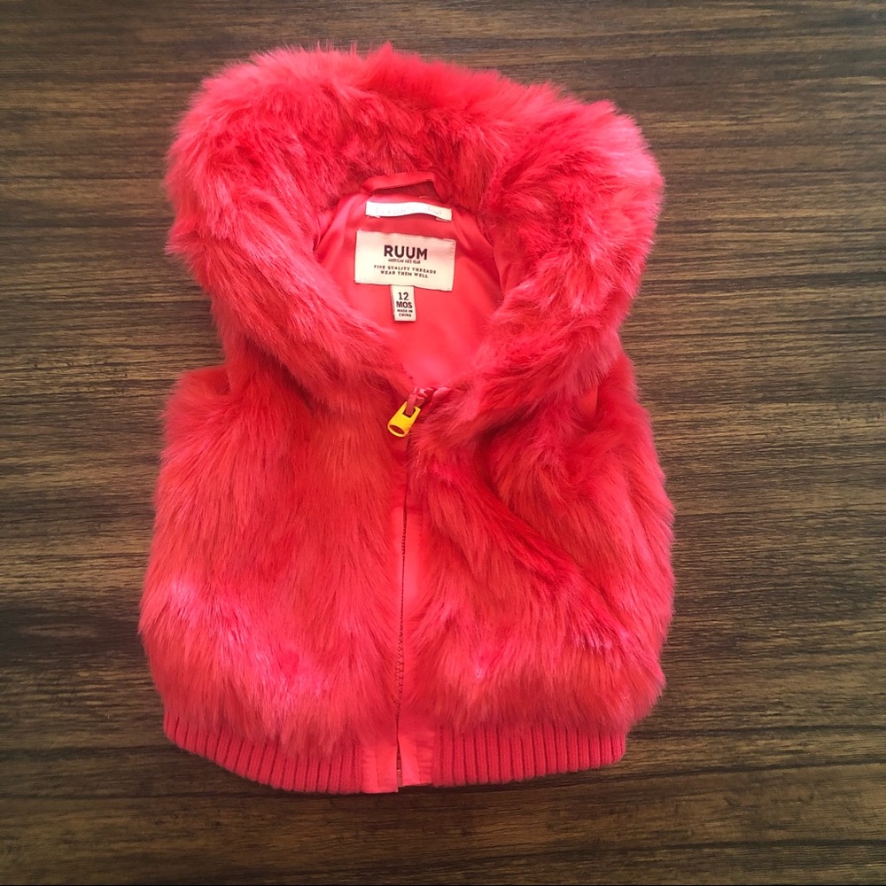 RUUM Red Faux Fur Vest